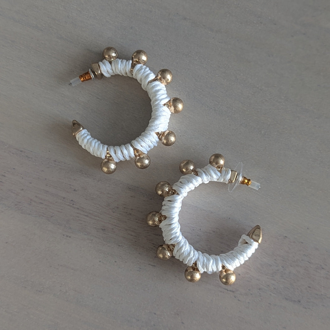 White Waikiki Studded Hoops