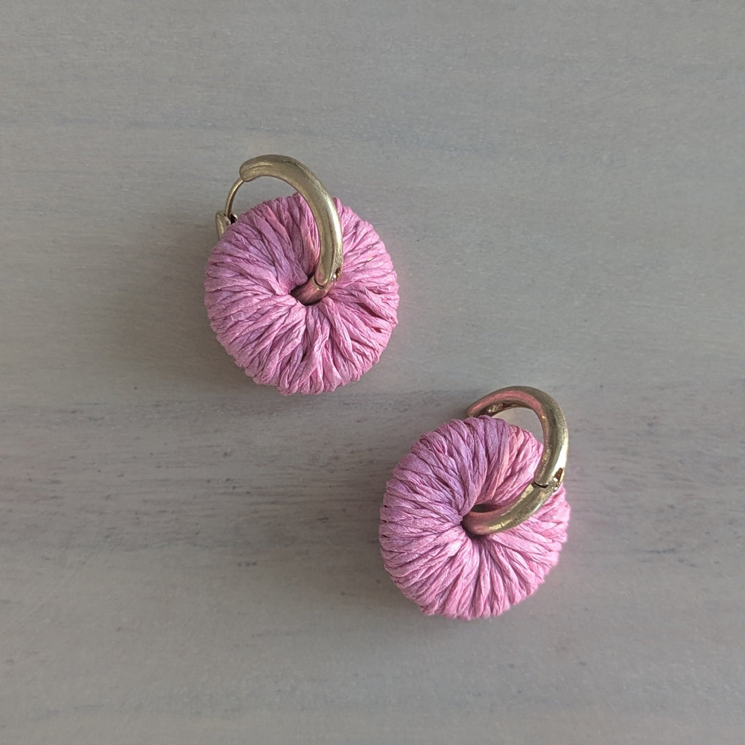 Key West Pink Raffia Earrings