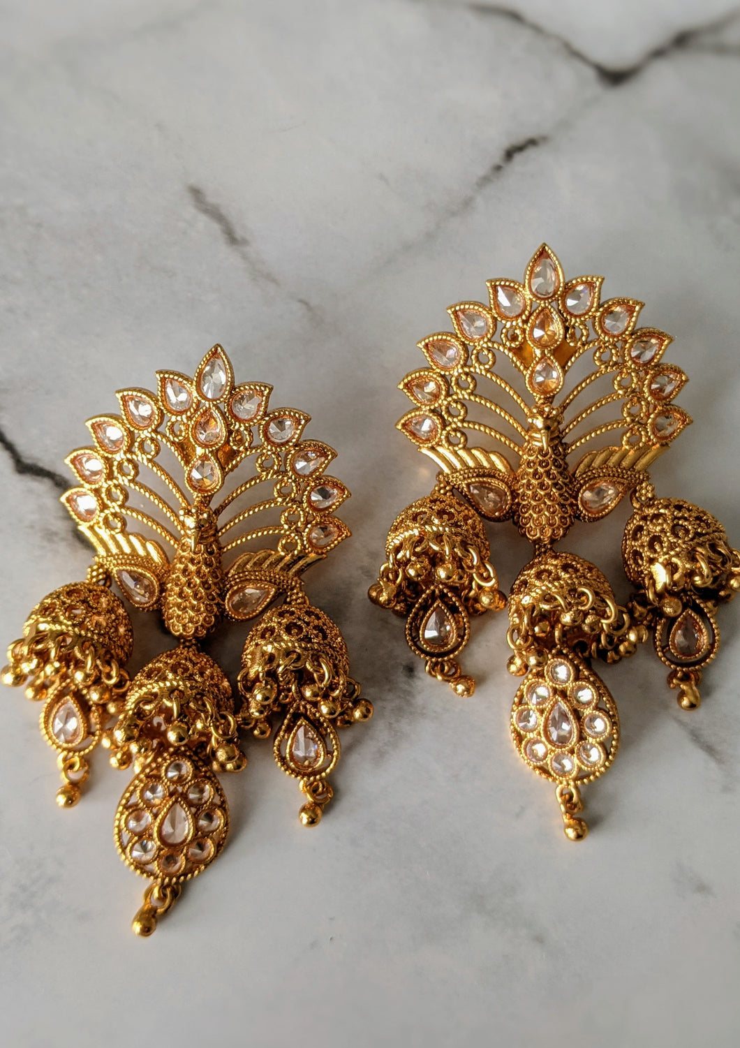 Gold Peacock Statement Jhumkis