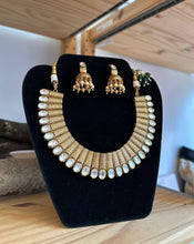 Load image into Gallery viewer, Devi Matte Gold Necklace &amp; Jhumki Earrings Set